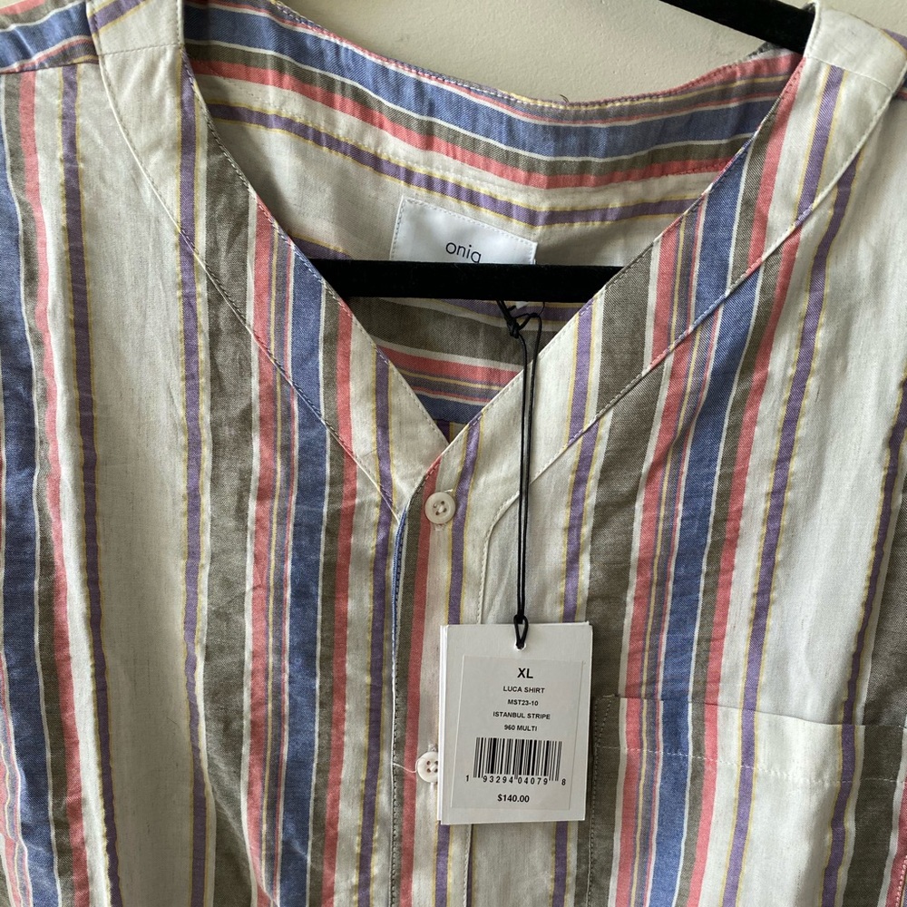 NWT Onia Men’s Luca Shirt in Istanbul Stripe - Picture 3 of 6